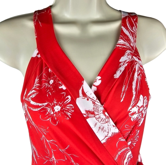 MARKET & SPRUCE Hellena Faux Wrap Red and White Knit Maxi Dress - Picture 10 of 10